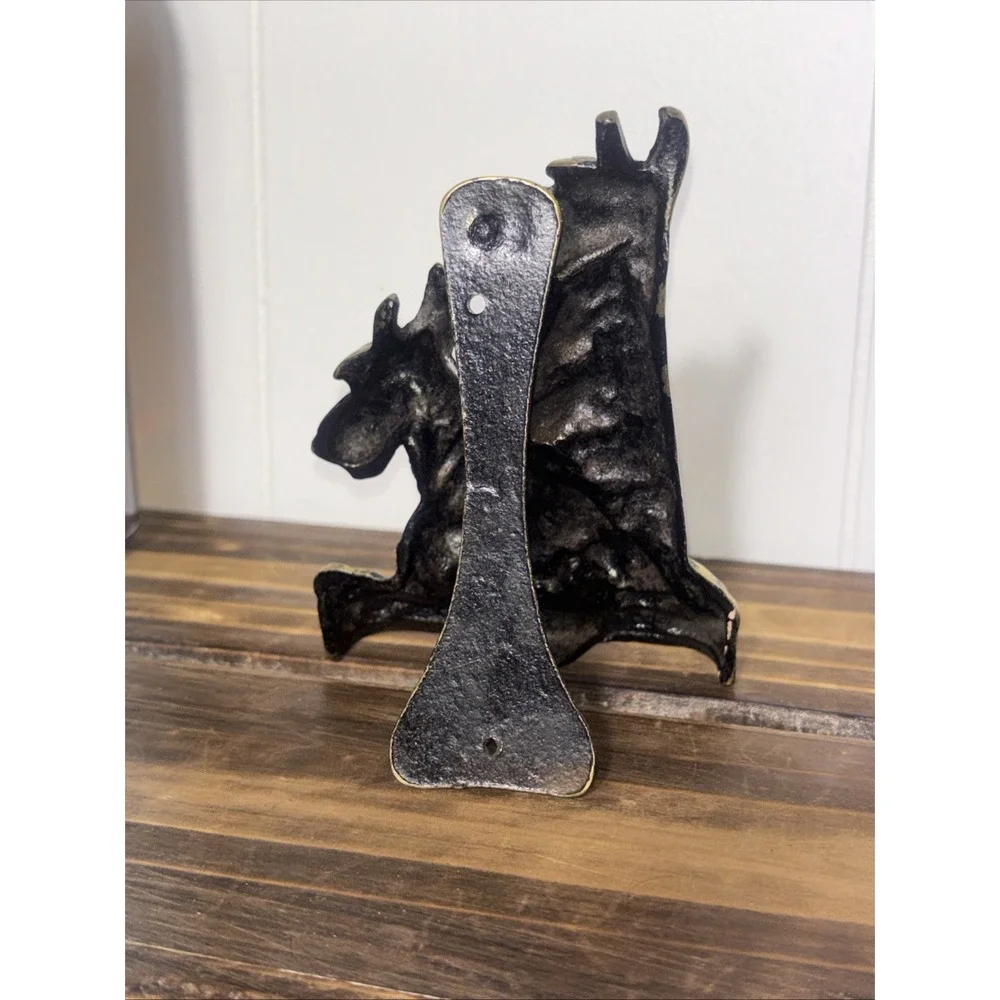Vintage Solid Brass Scotch Terrier Dog easel ornament -Door Knocker 1930s 5